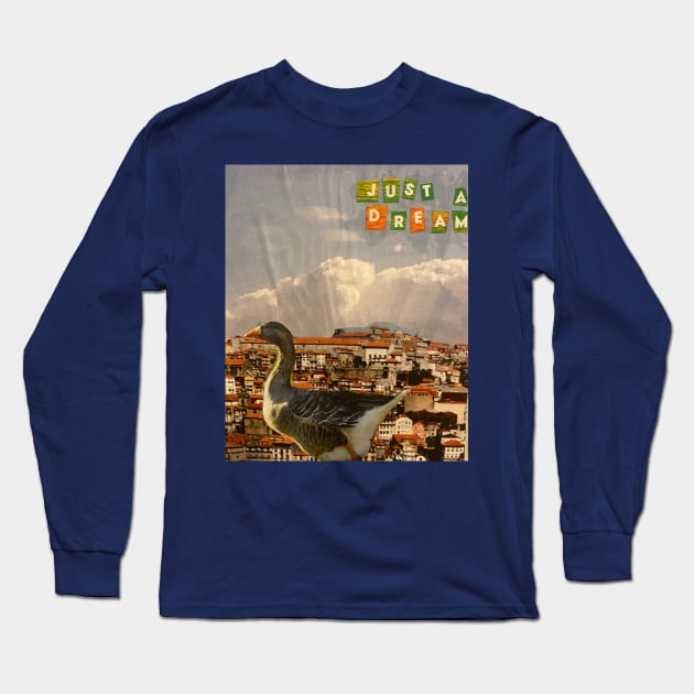 Just a Dream Duck in Italy Collage Long Sleeve T-Shirt by courtneylgraben